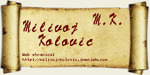 Milivoj Kolović vizit kartica